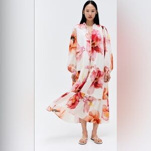 H&M floral oversized crinkled dress